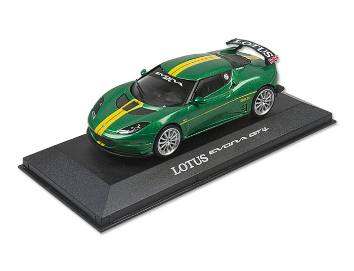 1:43 Model of Lotus Evora GT4 in green Lotus Sport livery